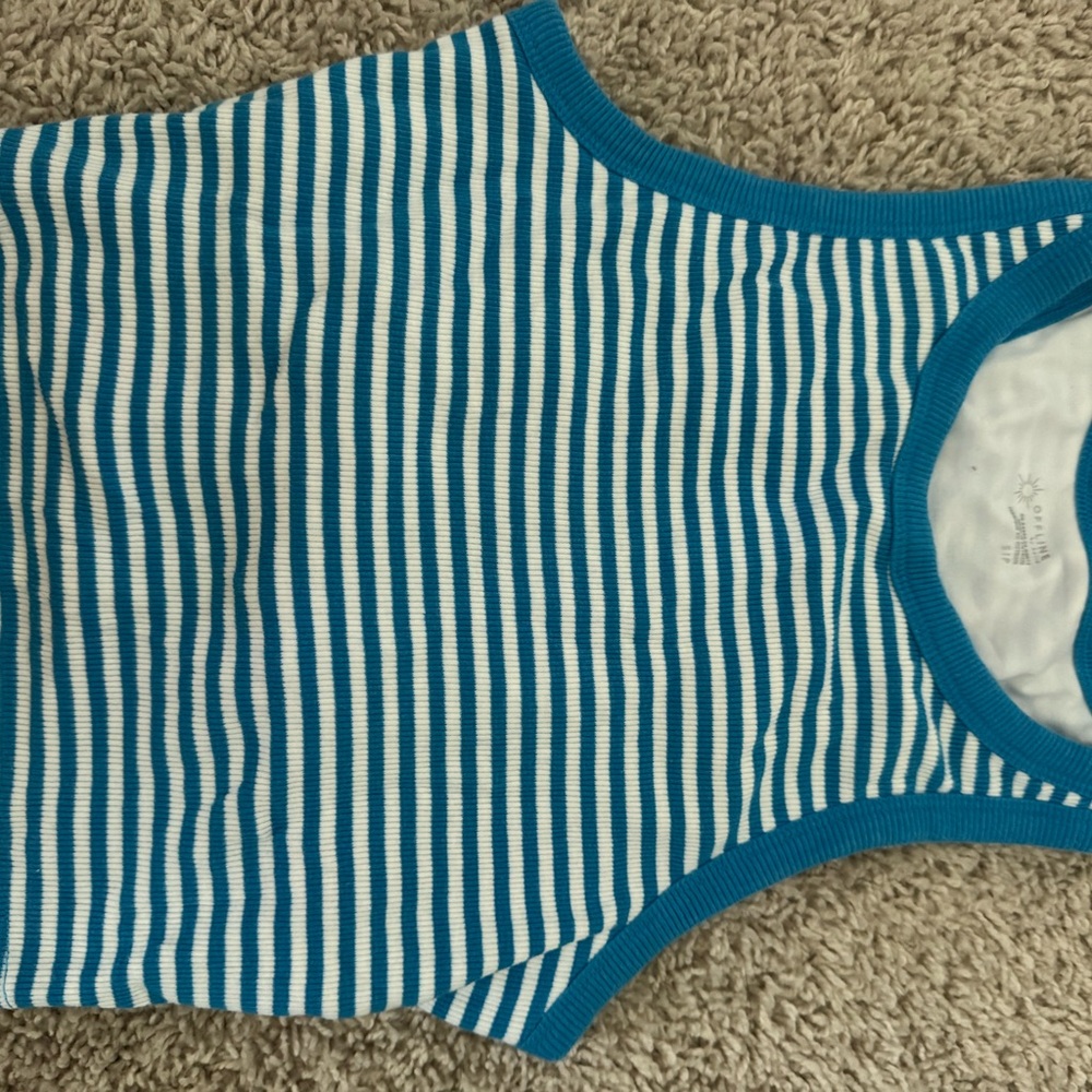 Aerie Blue and White Striped Tank Top